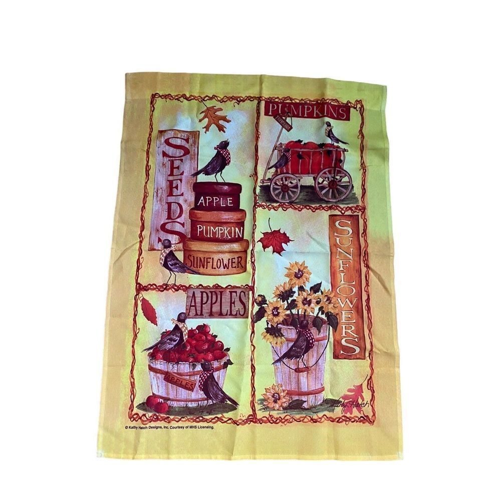 Fall Pumpkins Kathy Hatch Garden Flag Orange Yellow Red 25”x37 Apples Sunflower